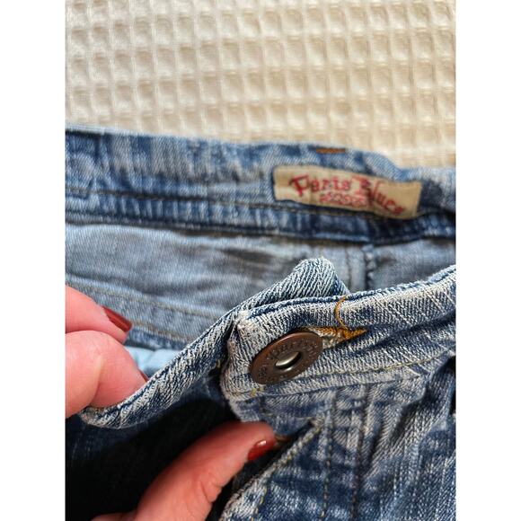 VTG Paris Blue Y2K Western Boho Style Mini Medium Wash Denim Skirt Size 7 - Picture 8 of 14